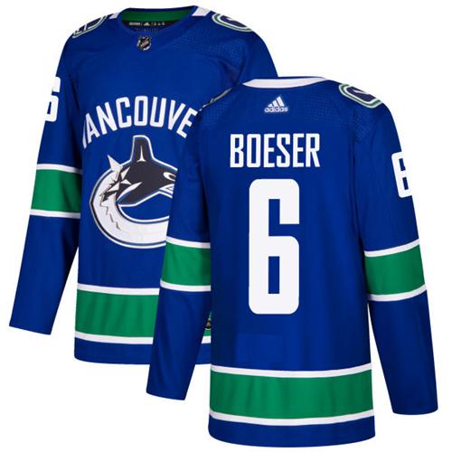 Adidas Men Vancouver Canucks #6 Brock Boeser Blue Home Authentic Stitched NHL Jersey